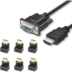 J&D Bundle–2 Items: 6.6 feet HDMI to VGA Cable and 90 & 270 Degree HDMI Adapter