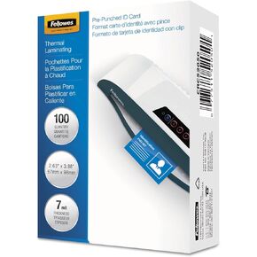 Fellowes 52050 Laminating Pouches, 7mil, 2 5/8 x 3 7/8, ID Size, 100/Pack