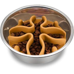 Palz&Co Paw Puzzles Slow Feeder Dog Bowl Insert for Medium Pet Bowls - 5" Round, Purple
