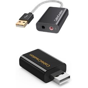 محول صوت USB CableCreation مع حزمة مقبس 3.5 مم مع بطاقة الصوت الخارجية لصوت USB