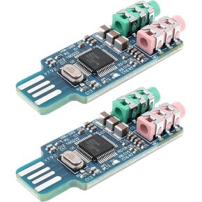 eMagTech 2pcs CM108 USB Sound Card Chip Drive Free Sound Card Convenient Stereo External Crystal Sound Card for Laptop Computer 49x19x8mm