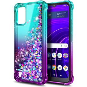 for BLU View Speed Phone Case [Not Fit BLU View 5], Glitter Floating Liquid Waterfall Women Girls Kids Cute Cover for BLU View Speed 5G B1550VL (Pink/Aqua)