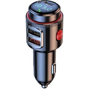 FM Transmitter Bluetooth 5.4, Car Adapter Fast Charger PD30W & QC3.0 18W, FM Radio Bluetooth Car Kits, Wireless Music Player HiFi Base Sound, Support Hands-Free Calling USB Drive