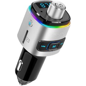 Bluetooth 5.0 FM Transmitter for Car | Dual USB Fast Charging (QC3.0 & 1A), Voice Assistant, RGB LED Light, High-Fidelity Sound, TF Card & USB Drive Music Player, Hands-Free Calling