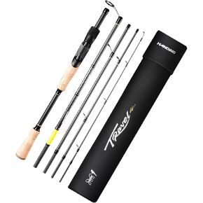 Travel Fishing Rod, 30+24T Carbon Fiber Spinning Rod and Casting Rod, Portable 5-6 Pieces Fishing Rod for Bass Walleye, Seaguide RA Guide Ring, Baitcaster Cork Handle for Travel