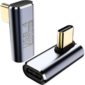 PANPEO 90 Degree USB C Adapter,2 Pack Right USB-C 240W Male to Female Adapter Extender for Steam Deck, ROG Ally, MacBook, Tablet, Phone and More