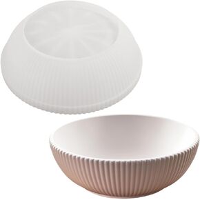 Large Striped Storage Bowl Silicone Mold Succulent Flower Pot Planter Vase Plaster Mold Cement Clay Candle Vessel Casting Moulds (L)
