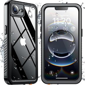 SPIDERCASE for iPhone 16e Case Waterproof,Built-in Screen & Camera Lens Protector[IP68 Underwater] [Military Grade Shockproof] Full Body Protection Phone Case, Black/Clear
