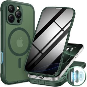 BERFY Magnetic for iPhone 16 Pro Max, Compatible with MagSafe, Built-in Privacy Screen Protector and Upgraded Camera Protection, Anti-Spy Full Body Shockproof Phone case for 16 Pro Max 6.9", Black