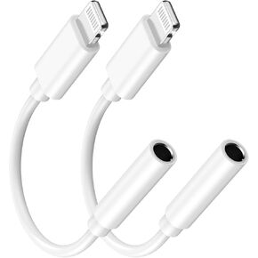 [Apple MFi Certified] Apple Lightning to 3.5 mm Headphone Jack Adapter for iPhone 14 Pro Max, 2 Pack iPhone 3.5mm Headphone Aux Audio Converter Dongle Adapter for iPhone 14 13 12 11 Pro Max XS XR X 8