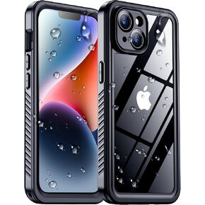 Temdan Compatible with iPhone 16 Pro Max Case Waterproof, Built-in Screen & Camera Protector IP68 Underwater Full Body 16FT Military Dropproof Shockproof Phone Case 6.9"-Black/Clear