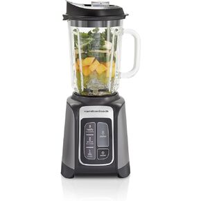 Hamilton Beach PowerMax Professional-Performance Blender for Shakes and Smoothies, Puree and Ice Crush, 48oz BPA-Free Glass Jar, 1680 Peak Watts, Stainless Steel Blades, Gray (58600J)