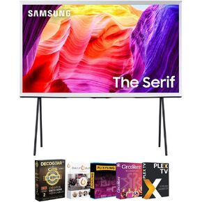 SAMSUNG 43 Inch QLED 4K The Serif LS01D Series HDR Smart TV 2024 Bundle with Deco Gear 4K HDMI Cable w/Pure Copper Conductors x2 & CPS Exclusive 12 Month Protection Pack Bundle (BEACH-CPS-261500)