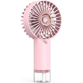 Mini Handheld Misting Fan, Small and Powerful, 3 Speed Portable Fan Lightweight USB-C Rechargeable Spray Water Mist for Makeup Stylish Girl Women Travel Indoor Outdoor Pink (Pink)
