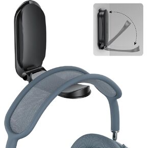 OMOTON Headphone Stand for Desk, Foldable Sticky Headset Stand Holder, PC Gaming Headphone Holder with Non-Slip Silicone, Wall Mount Gaming Desk Accessories for Airpods Max, All Headphones- Black