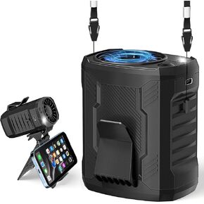 Portable 4-in-1 Waist/Neck/Desk Fan with Phone Stand & LED Light | 7000RPM Ultra-Fast Cooling, 4-Speed Rechargeable Battery | Lightweight for Construction, Outdoor, Gym, Makeup(Green)