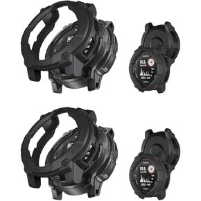2pack Case for Garmin Instinct 3 45mm,NOUKAJU Smartwatch Cover TPU Material,Easy to Install,Drop-Proof,Soft,Protective Cover for Garmin Instinct 3-45mm(Black+Black)