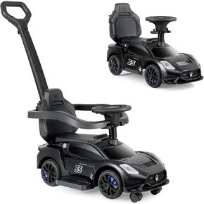 Infans 3 in 1 Push Car للأطفال الصغار ، مرخصون من عربة Maserati Baby Righting مع مقبض الدفع ، القرن ، الموسيقى ، أسفل التخزين ، ركوب من القدم إلى الطابق على ألعاب Boys Girls (Pink)