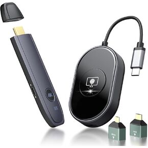 Wireless HDMI Transmitter and Receiver with USB-C Port, 4K Decode 2160P Output, 100Ft/50M HDMI Extender for Streaming Video and Audio to Monitor from Laptop/TV Box/Phone/PS5/PC