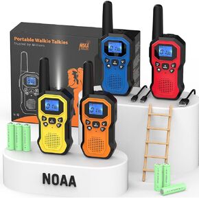 2 Way Radios for Adults Long Range Walkie Talkies for Kids Rechargeable 4 Pack, Camping Hiking Skiing Cruising Gear with Lamp, USB-C, SOS Siren, NOAA Alert, iVOX Hands-Free, One-Touch Pairing