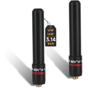 ABBREE Ham Radio 3.14-Inch 2Pack Mini Antenna Dual Band SMA-Female VHF/UHF Antenna for Baofeng UV-5R 5RM BF-F8HP/Pro K5PLUS UV-21R AR-152 Quansheng K6 UVK5(8) Radio Accessories