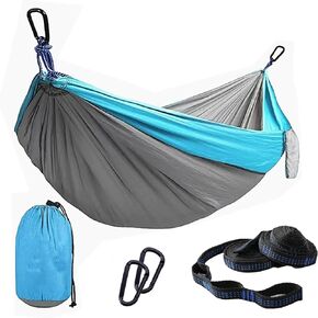 Camping Hammocks, Double & Single Hammock with Tree Straps,Portable Lightweight Parachute Nylon Camping Gear for Outside Hiking Beach Backpack Survival Travel- Up to 500lbs