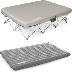 Naturehike CosyWild 2 Person Camping Cot with Air Mattress, Folding Full Size Camping Bed with Side Pocket and Carry Bag (AIR Pump NOT Included)