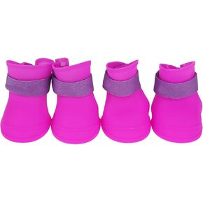 Yctze 4pcs Silicone Protective Dog Boots, Antislip Snow Shoes for Small Dogs, Ideal for French, Cute Pet Rain Wellies (M Black) in Kuwait