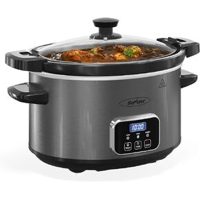 12 in 1 Programmable 8 Quart Slow Cooker, Multi-Cooker Food Warmer with Digital Timer, Temp Control, Removable Cast Aluminum Pot & Dishwasher-Safe Tempered Glass Lid, Stainless Steel