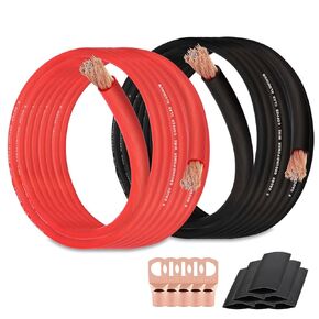 8 Gauge Wire VEECOH Power Ground Wire,True Spec,Copper Clad Aluminum CCA,Ground Cable with 10 Lugs, 10 Heat Shrink Wrap,for Power/Auto,Amplifier,Car Audio Speaker(50FT, Black)