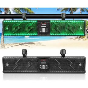 Starknightmt Utv Sound Bar Tws Bluetooth Seeper Golf Cart Cart Bar ، شريط صوت SXS المقاوم للماء مع Lightning RGB Lights 6-Speaker متوافق مع RZR X3 Pioneer Talon- 1.75 "- 2.25" Roll Cage.