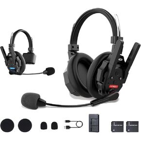 SYNCO XTalk XMax5 Dual-Ear Design Wireless Intercom Headset System Support 2.4GHz 5-Person Team Communication,Dual-mic AI Noise Cancellation,500M/1640FT Real-time Monitoring