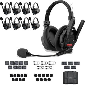 SYNCO XTalk XMax2 Dual-Ear Design Wireless Intercom Headset System Support 2.4GHz 2-Person Team Communication,Dual-mic AI Noise Cancellation,500M/1640FT Real-time Monitoring