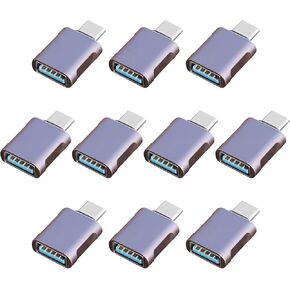 10 Pack Up to 10Gbps/120W Usbc to USB Adapter,USA to USB-c adopters,U sb to USB C Connector,Type C Male to a Female Adapter for Charger,Phone 15/16, PC, Laptop, Tablet, Keyboard etc, Navy Blue