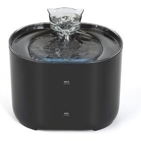 Meill Cat Water Fountain, 75Oz/2.2L Dog Water Bowl Dispenser with Filter Indoor for Small Pets, Automatic Shut-Off for Low Water Level, Water Level Visible, Ultra-Silent, 4 Filters, Black