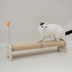 PETKARAY Horizontal Scratching Post, 30" Sisal Cat Scratch Post, Large Cat Scratcher with Spring Toy, Protect Furniture for Indoor Kitten in Kuwait