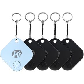 KZO Bluetooth Air Tracker Tag 5 Pack, iOS and Android Compatible, Find Nearby, Phone Finder, Loud Ring, Replaceable Battery, for Keys/Backpacks/Wallets