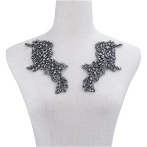 1 زوج من رينستونز رينستونز ديي ملابس التصحيح أوراق رقعة زهرة رقعة زينة فستان الزفاف (الأزرق) in Kuwait