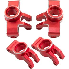 Aluminum Front Steering Block Knuckles & C-Hubs Caster Blocks & Rear Hubs for 1/18 ARRMA Granite Grom 380 Brushed 4X4 Monster Truck Upgrades Parts 4 PCS/Set (Red)