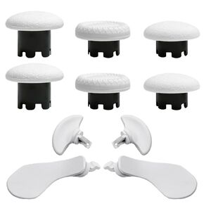 10-in-1 Metal Thumbsticks Replacement for PS5 Dualsense Edge Controller,4 Metallic Back Paddles Triggers Buttons Repair Parts for PS5 Edge Controller with 6 Analog Joysticks(White)