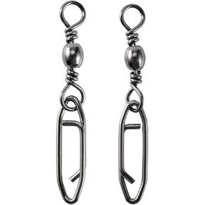 QISHUO High Strength Fishing Swivels Stainless Clips Steel Snap Swivels Barrel Connector Saltwater Swivel Fishing Rolling Black Nickel