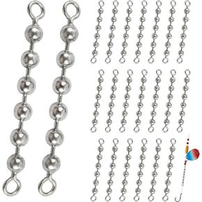 FUSIGO 20 Pack Fishing Bead Chain Swivels Stainless Steel Catfish Swivels Catfish Tackle Catfish Rig Fishing Tackle Fishing Gear Freshwater Saltwater