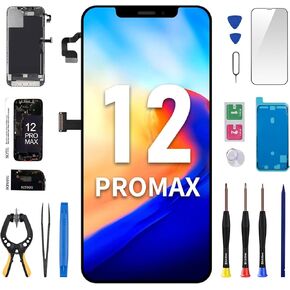 for iPhone 12 Pro Max Screen Replacement 6.7" with Ear Speaker Proximity Sensor 3D Touch LCD Display Digitizer Full Assembly Front Earpiece Repair Kits Glass Fix Tools A2342 A2410 A2411 A2412