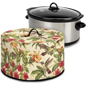 Rooster Sunflower Pumpkin Print Slow Cooker Dust Cover Compatible with 6/7/8 Quart Slow Cooker Dust Proof Electric Slow Cooker Cover with Storage Pocket for Crock Pot Accessories