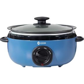 6.5 Quart Slow Cooker, Simmer Pot with Transparent Glass Cover, Adjustable Temp, Cooks Entrees, Sauces, Soups, Roasts, Stews and Dips (Red)