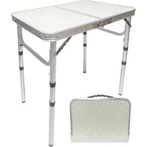 Small Folding Camping Table, Aluminum 2FT Adjustable Height Portable Table, Lightweight Compact Fold Up Table for Indoor Outdoor Camp Picnic, Beach, BBQ, Garden, Dining, Cooking, Party, RV