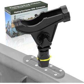 Track Mount Fishing Rod Holder with 360° Adjustable Kayak Track Adapter for Kayak & Boat | Compatible with Spinning, Casting, Fly Reels | Quick Lock On or Release