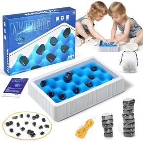 Magnetic Chess Game with Stones,Magnetic Chess,Magnet Game with String,Magnet Chess Game,Puzzle Strategy Family Magnetism Game