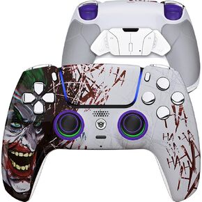 HEXGAMING RIVAL PRO Wireless Controller Compatible with ps5-4 Back Buttons, Mouse-Click Triggers, Interchangeable Thumbsticks - Clown Hahaha
