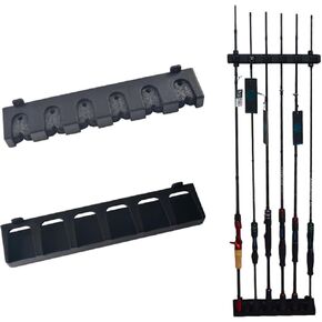 Fishing Rod Holder Wall Mount – Vertical Storage Rack for 6 Rods, Durable Fishing Pole Organizer for Home, Garage, and Outdoor Use